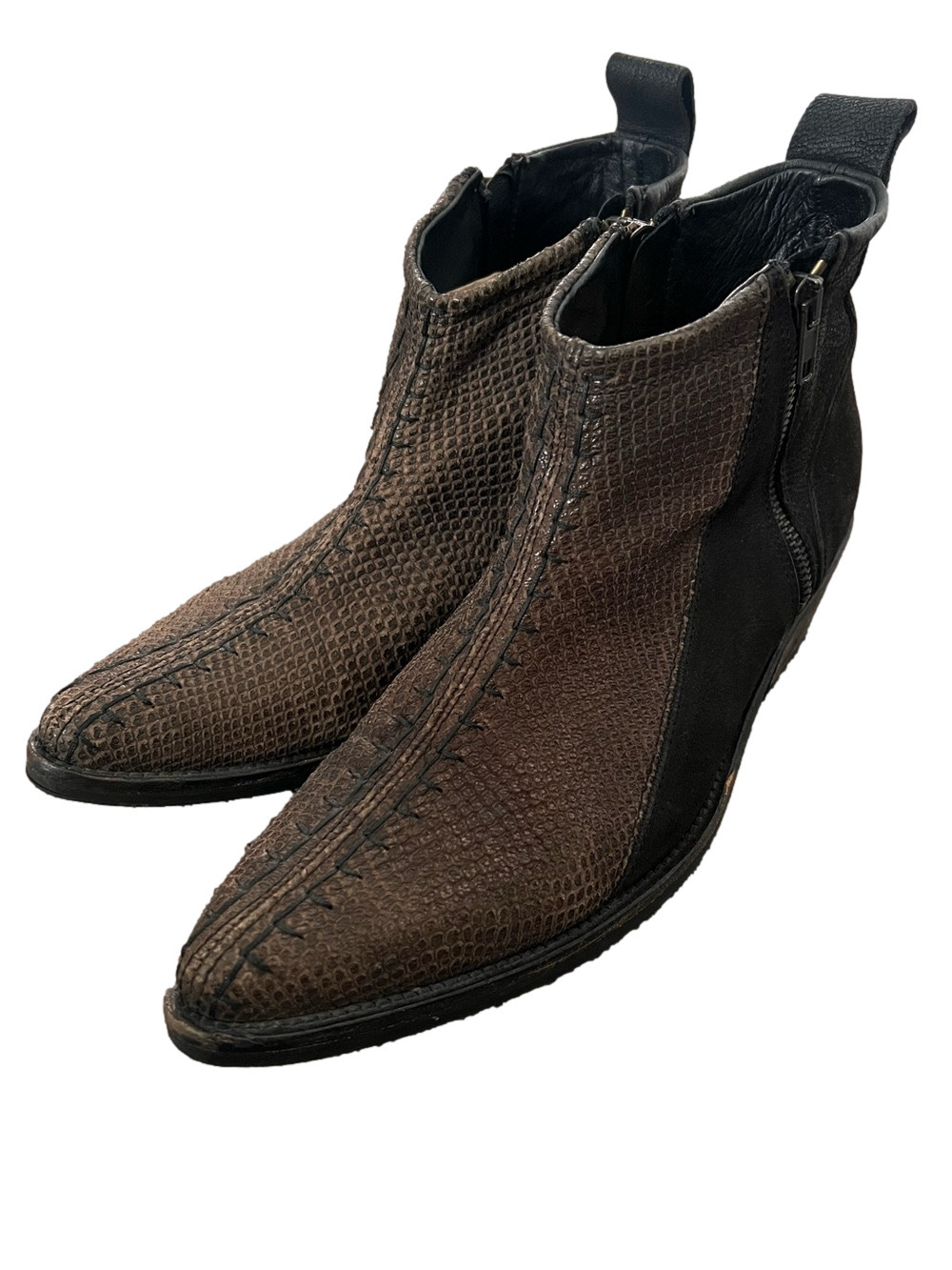 Free People Flying Ranch Brown Snakeskin Ankle Boots - Size 39 (8-8.5)